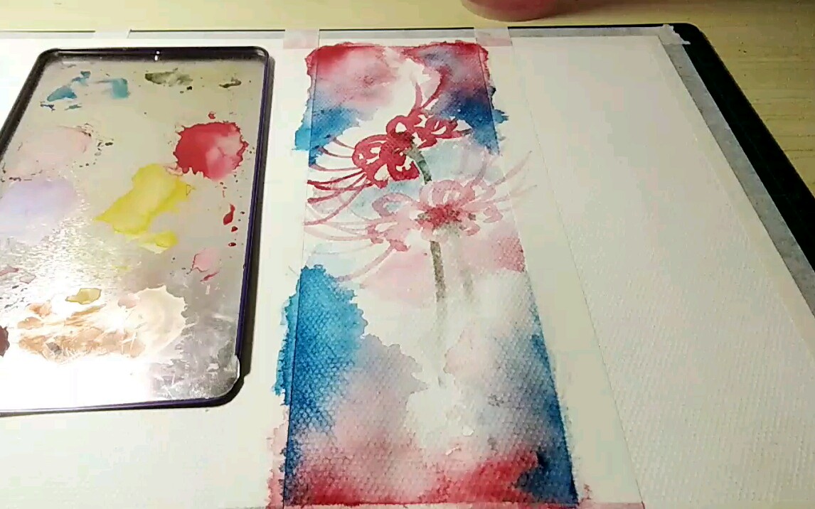 【水彩】彼岸花书签教程