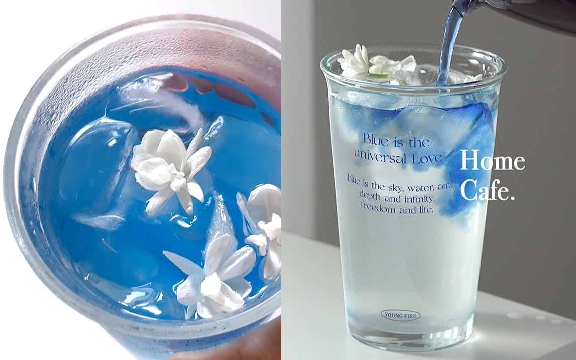 冰山雪莲⚪️冰蓝椰青茉莉🧊很适合夏日的冰茶,一口原地封神!