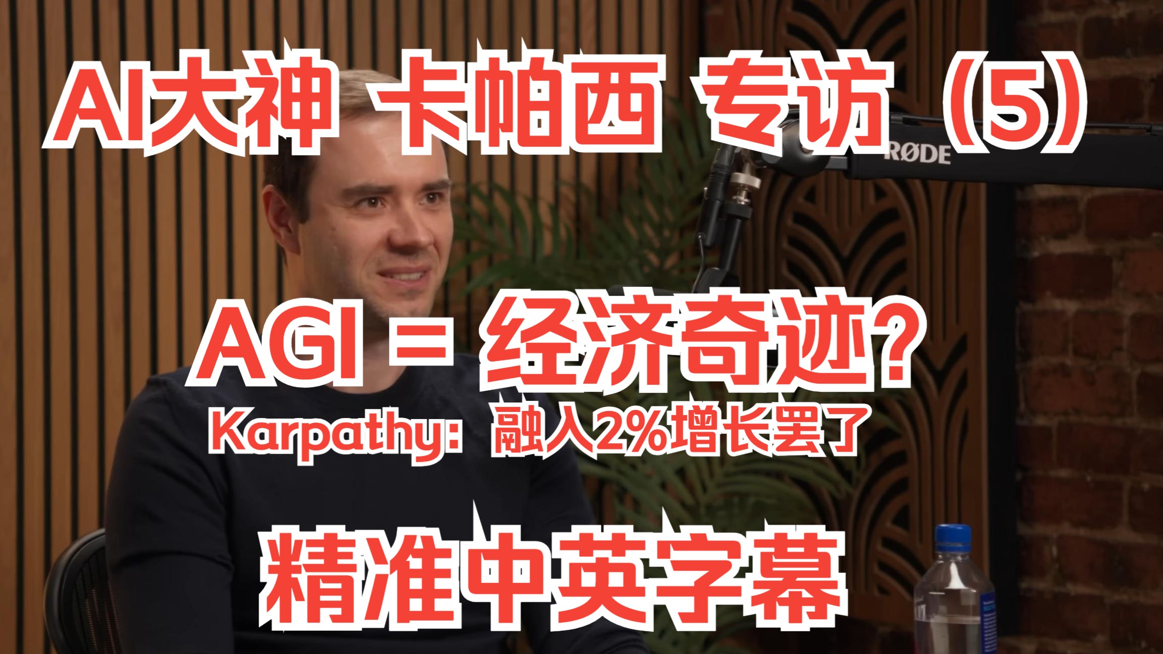 【AI大神Karpathy】 最新访谈(P5)：【AGI与“钞能力”】Karpathy：别做梦了！AGI不会带来“经济奇点”！ | 精准中英字幕