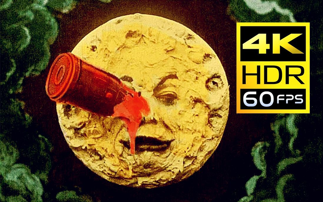 【彩色4K60帧】世界上第一部科幻片《月球旅行记》1902年 AI修复高清收藏版