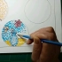 三年级美术课堂作业示范画：点彩游戏之一瓶花儿