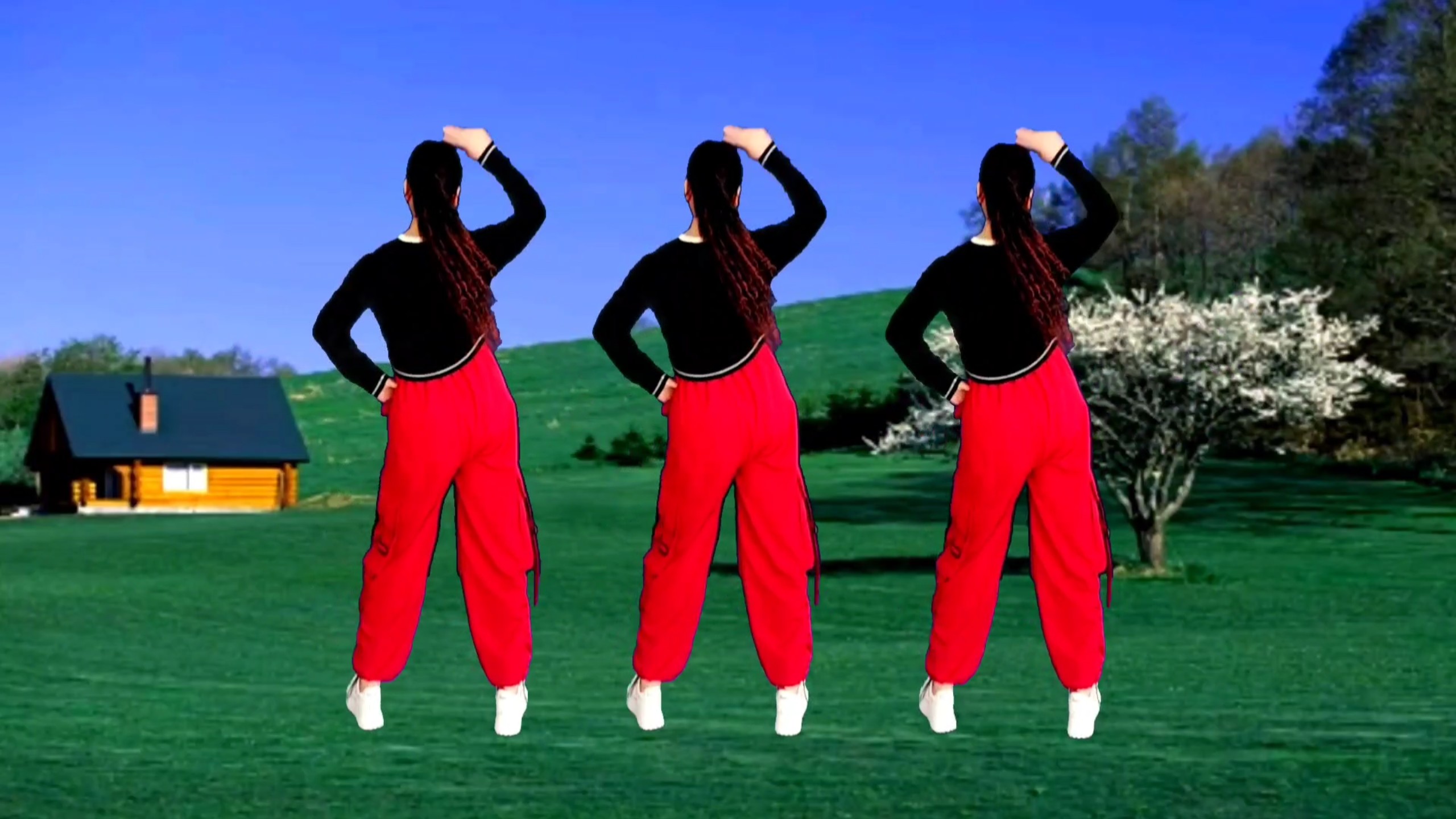 火爆流行广场舞《山谷里的思念》背面演示，动感时尚简单易学