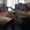 父女躺沙发爸爸一手抱一个女儿，被摸肚皮后笑开花：给几张红票子