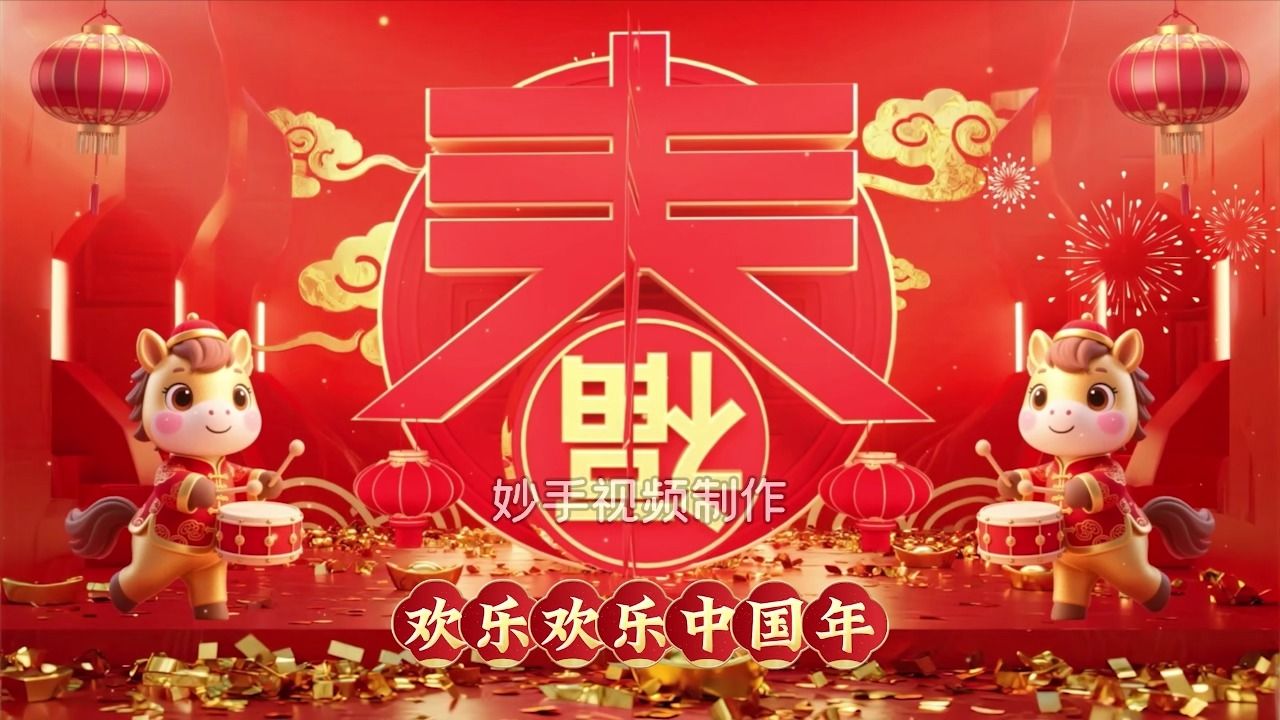2026马年《欢乐中国年》孙悦歌曲舞蹈年会演出表演晚会原唱伴奏led大屏幕舞台背景纯音乐视频素材完整版