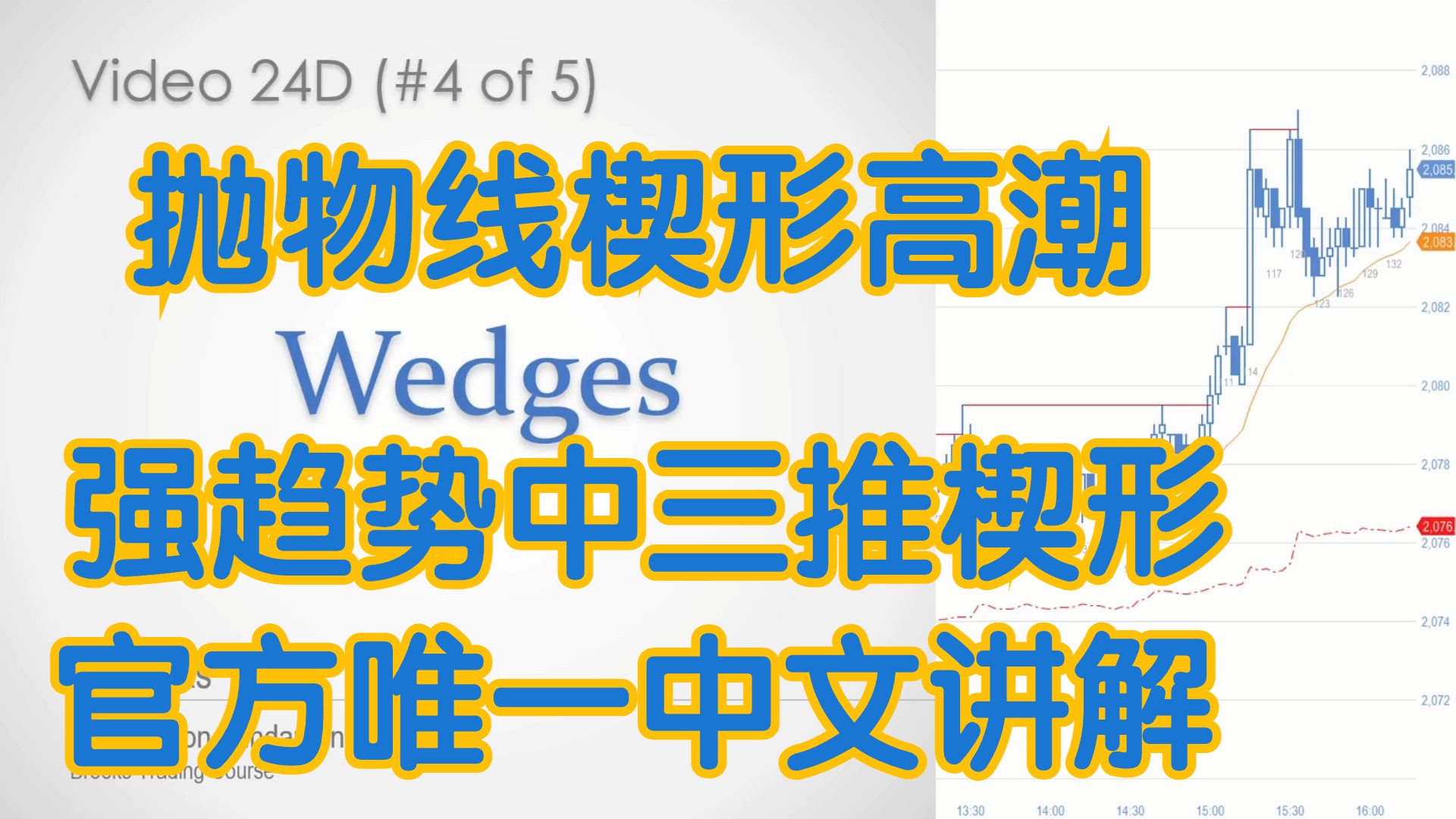 价格行为学 - 24D抛物线楔形 强趋势中的三推楔形 - 官方中文配音 AL Brooks阿尔布鲁克斯