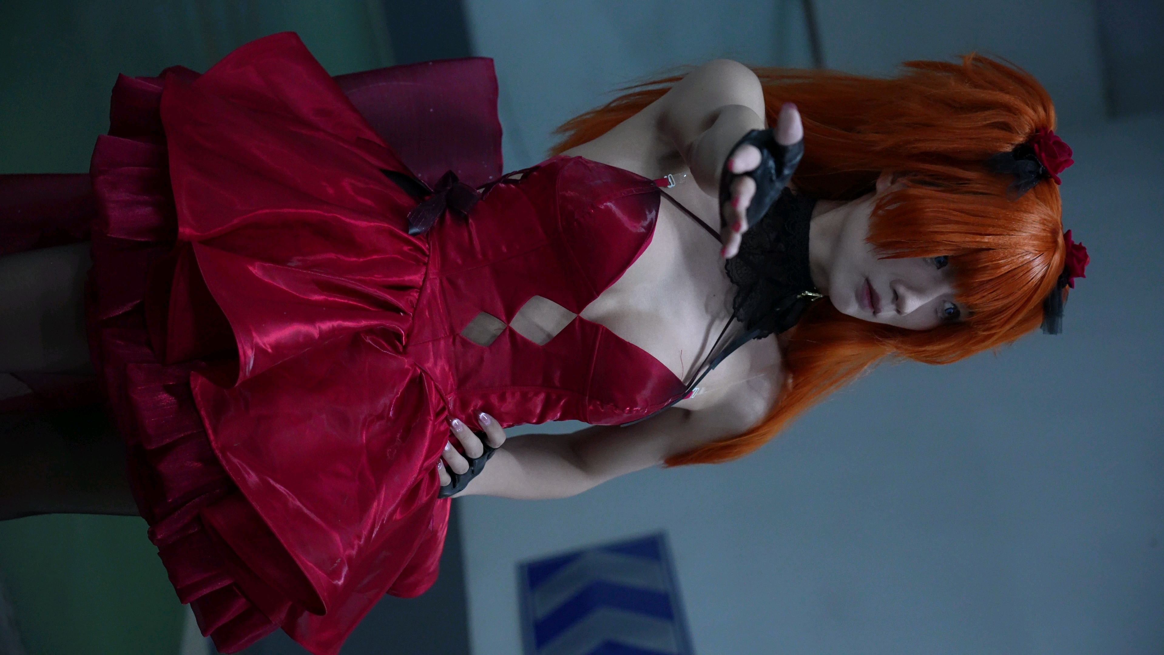 [eva akira cos red dress] - linkage nikke goddess of victory garage edition