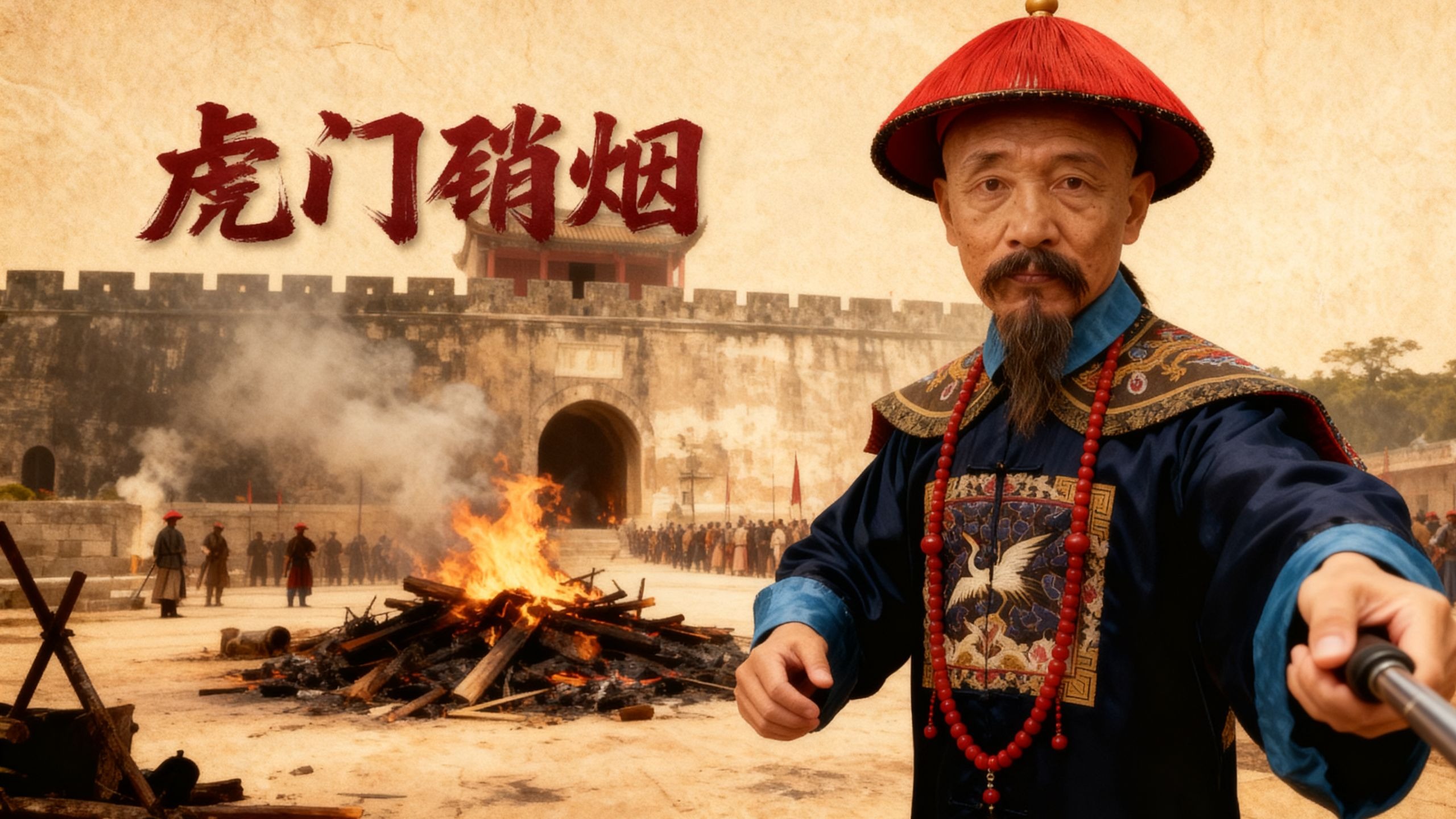 用AI还原林则徐虎门硝烟，民族英雄威武！！硬刚洋人