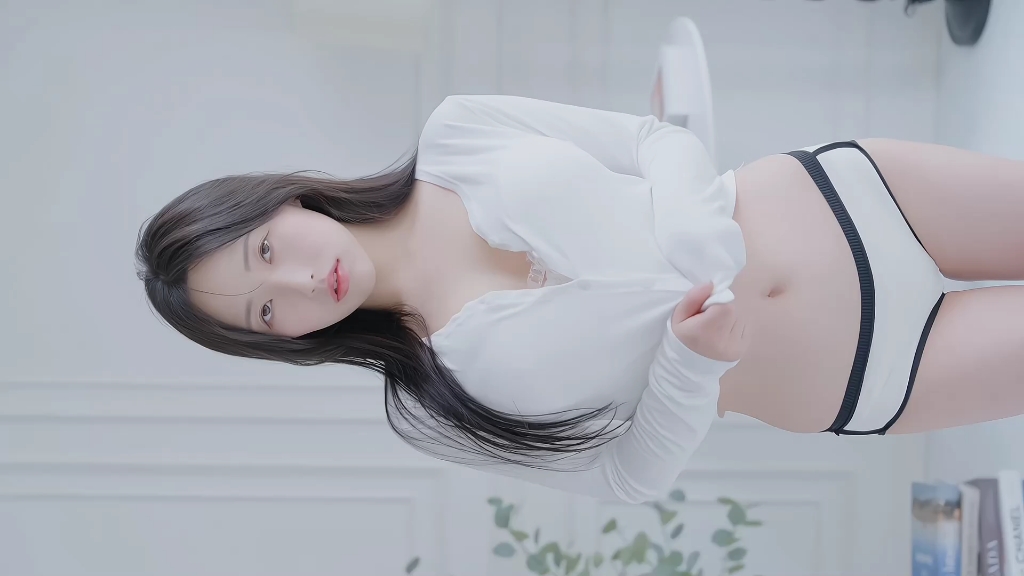 [HD Vertical Screen] Yeonhwa Pure White Lingerie Cardigan Hot Pants Wear