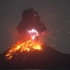 火山喷发的一瞬间 闪电出现了
