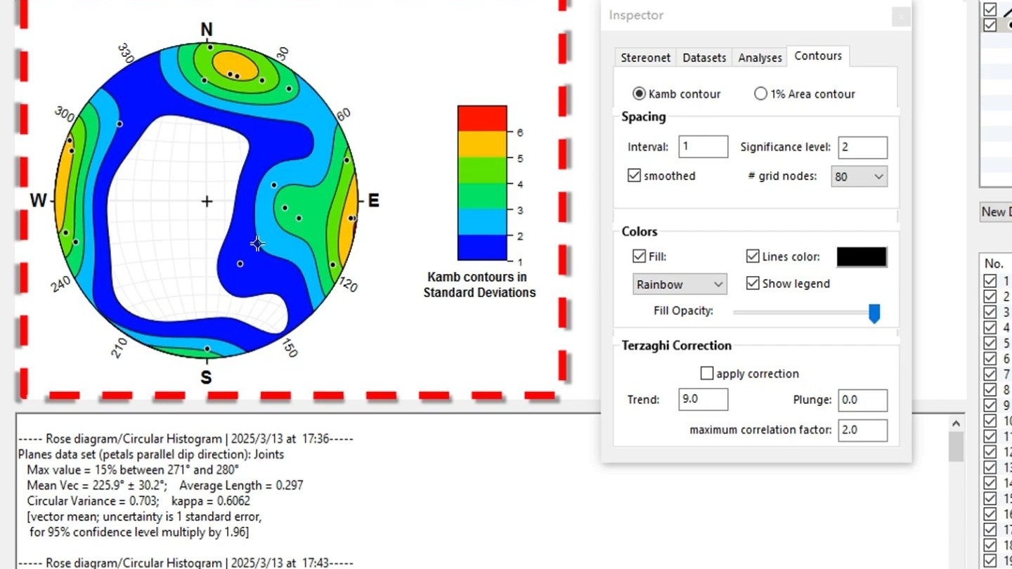赤平投影软件应用05-线理统计极点等密图