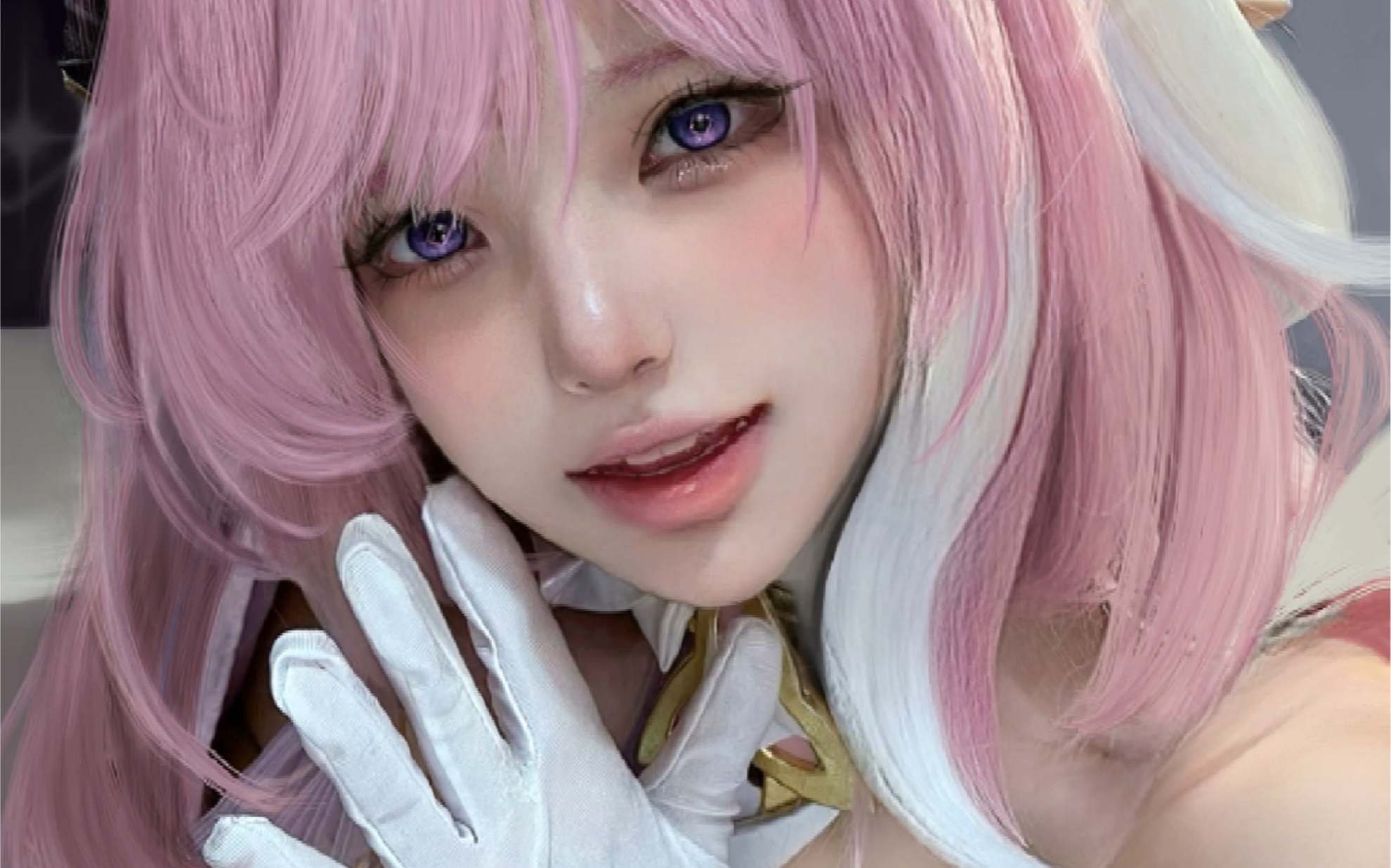 Cute girl with pink hair