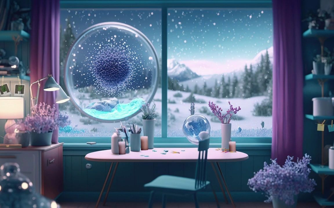 【ASMR美术画风氛围】| 冬日水晶房间🌸💫音乐+氛围