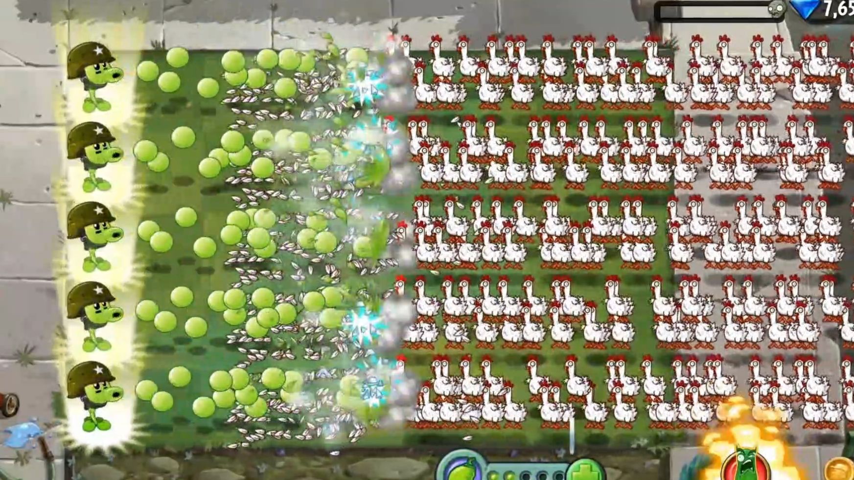 各种5只植物大招 VS 500只鸡（pvz2）