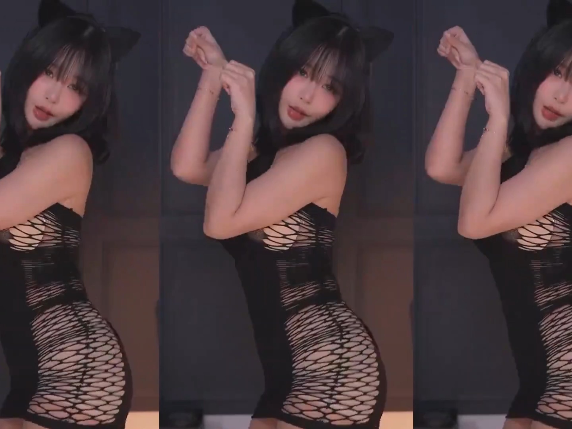 韩国BJ韩璐——黑色蕾丝透视装热舞喵(3)