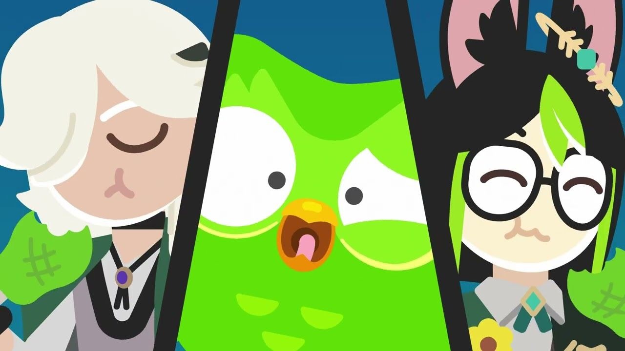 原神 x 多邻国 |派蒙试图吃掉多邻国猫头鹰 Genshin Impact x Duolingo