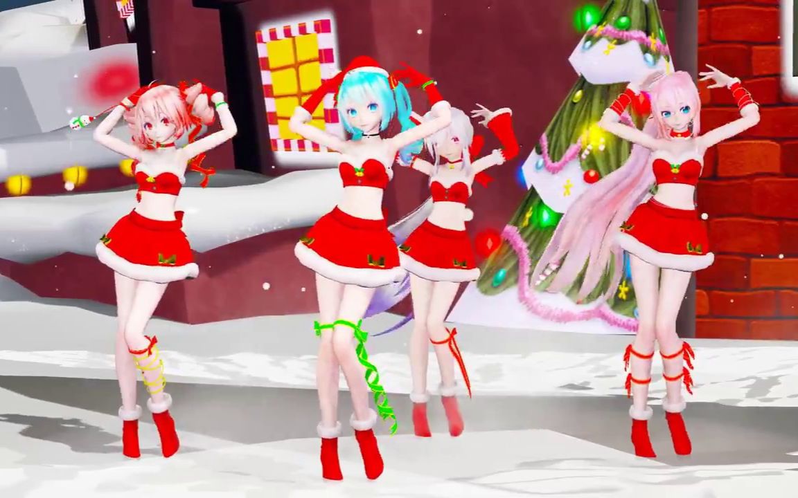 【pao kruger】[MMD][17183E]TDASanta♥短裙♥Haku Miku Luka Teto「Suki! Yuki! Maji Magic」哔哩哔哩bilibili