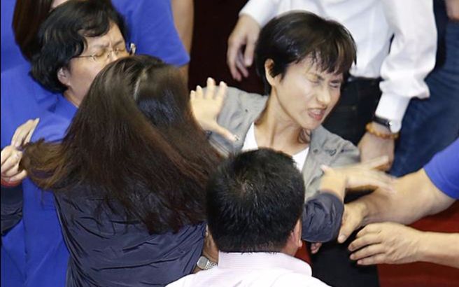 台湾“立法院”又打起来了 这次是女将出马