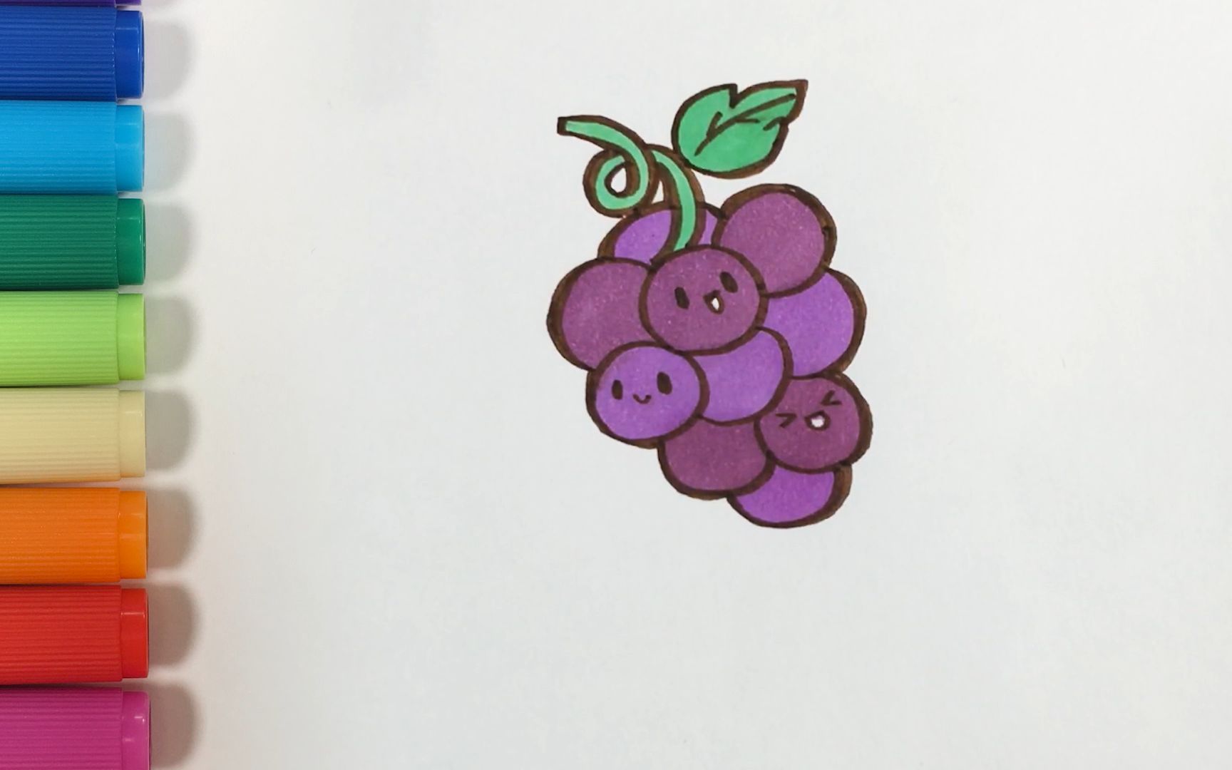 葡萄涂色画幼儿图片大全_水果蔬菜涂色画简笔画