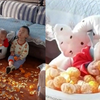 哥哥带妹妹客厅静悄悄看电视，妈妈出来一看傻眼了：“喂猪”吗