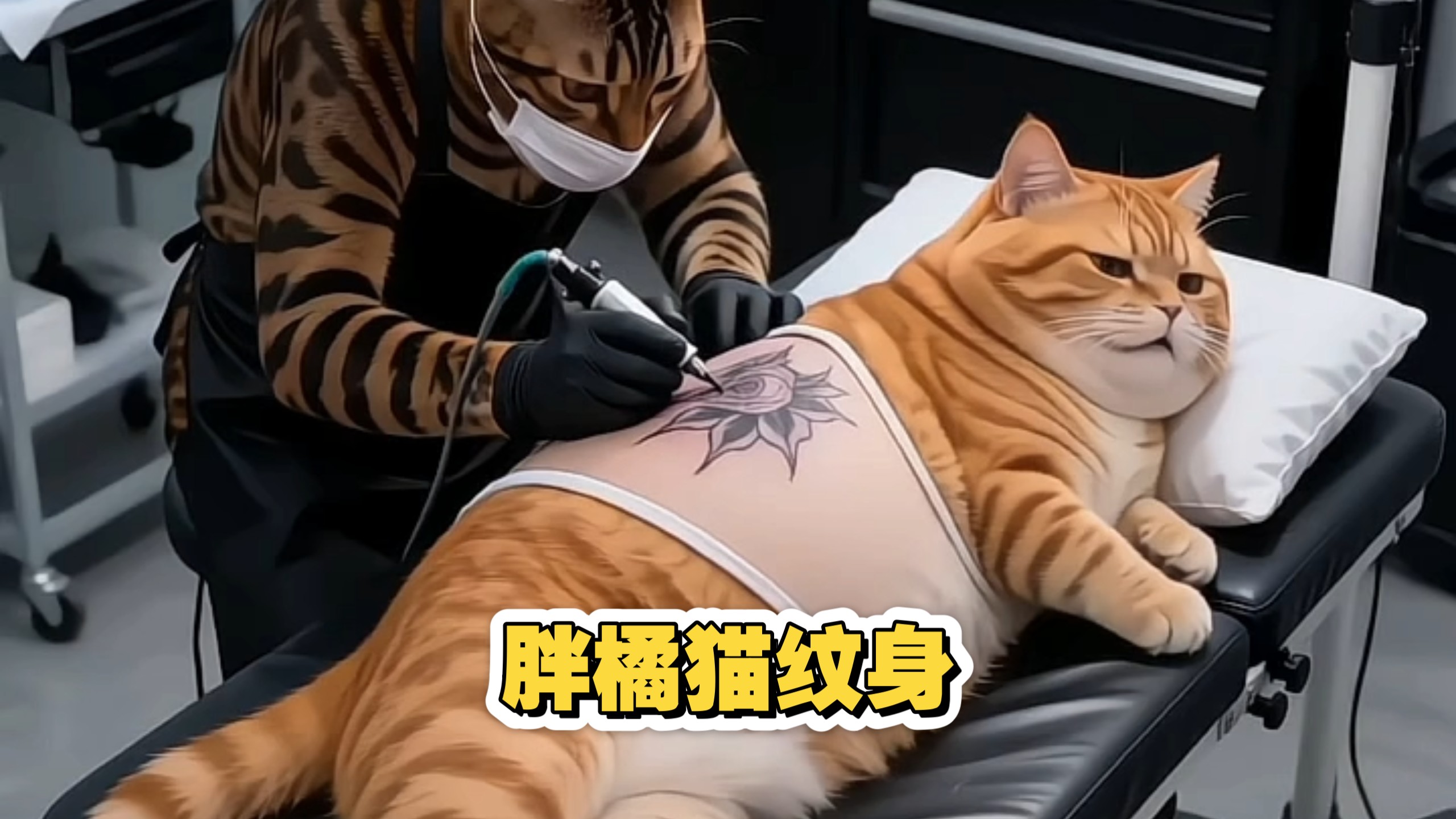 胖橘猫纹身竟然纹了一天