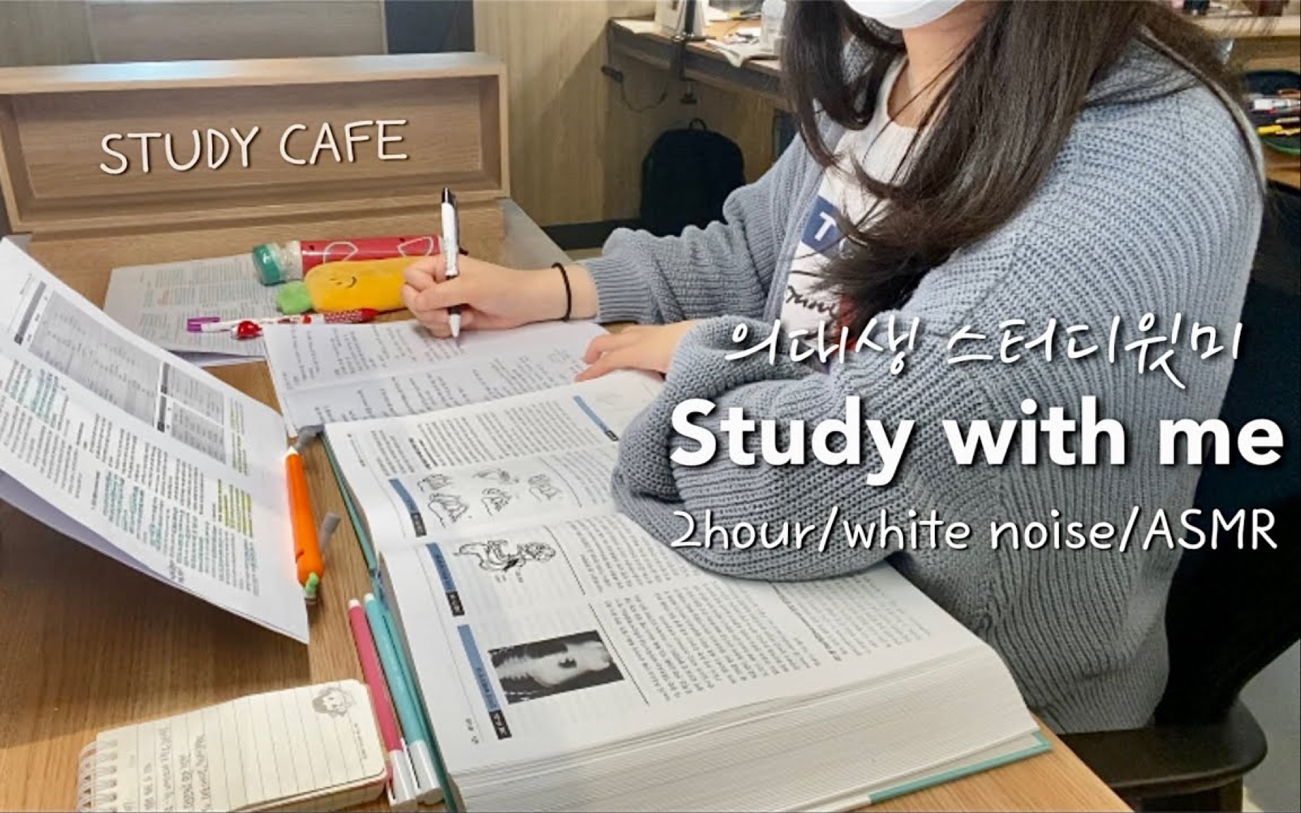 【study with me】2小时沉浸式学习 / 韩国咖啡店☕️/ 倒计时白噪音 / 陪伴学习 / 油管搬运 / 和韩国医大生小姐姐一起学习吧