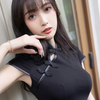 模特女神林星阑，极品身材高跟鞋写真，黑色优雅旗袍古风美女图