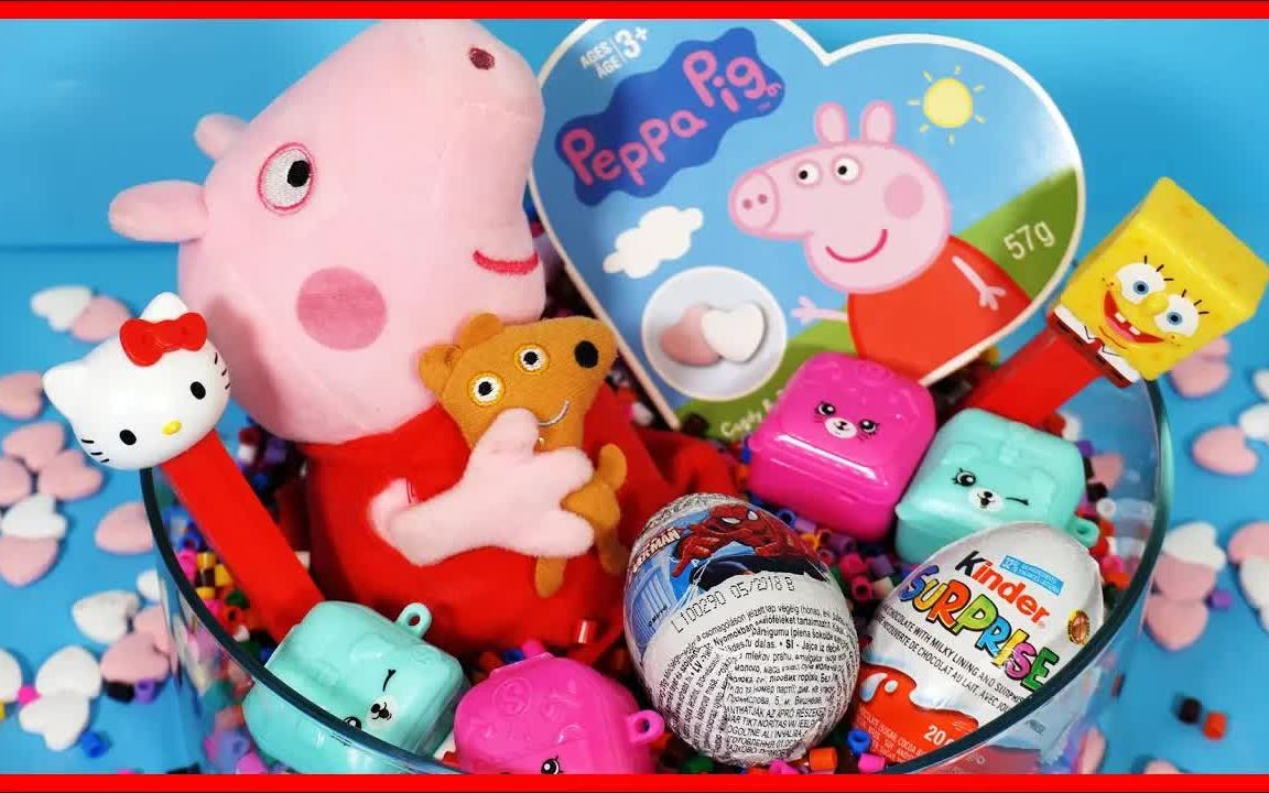 「玩具故事汇」小猪佩奇Peppa Pig在豆豆海洋里抓宝物，有凯蒂猫HelloKitty糖果机惊喜奇趣蛋 |儿童玩具故事 | 幼儿早教启蒙 |孩子们的过家家游戏