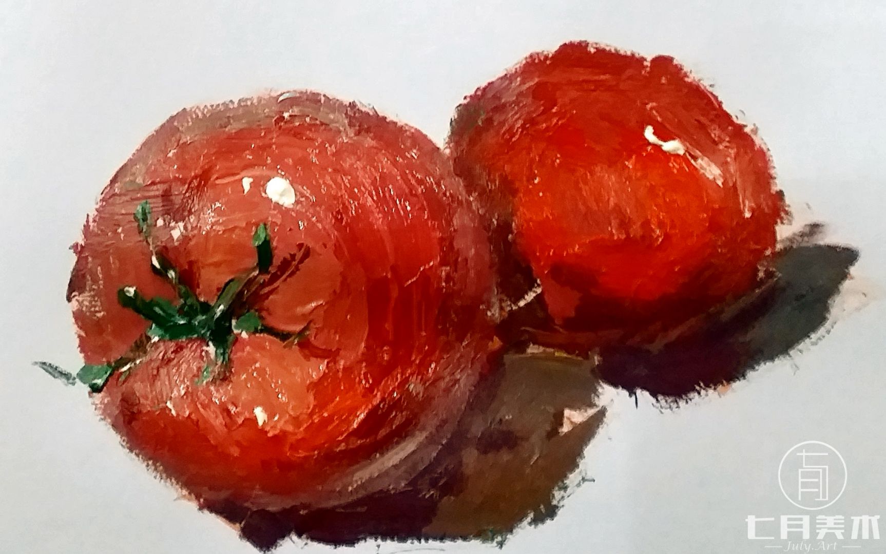 【水粉】水粉西红柿画法视频教学 专业教学步骤-七月美术