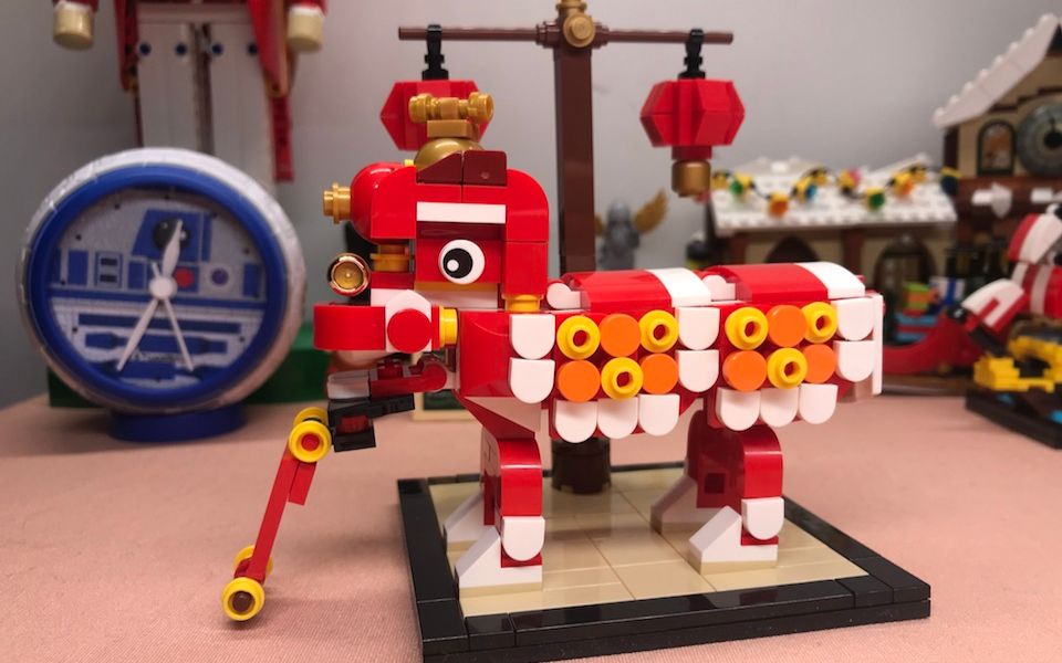 快拼乐高测评乐高lcp套装lego贺年舞狮咦为什么狮子踩着一块滑板