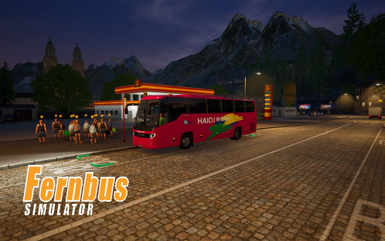 德国客车模拟|Fernbus Simulator#40 夜间班车，载运乘客前往德瑞边界城市康斯坦茨-哔哩哔哩