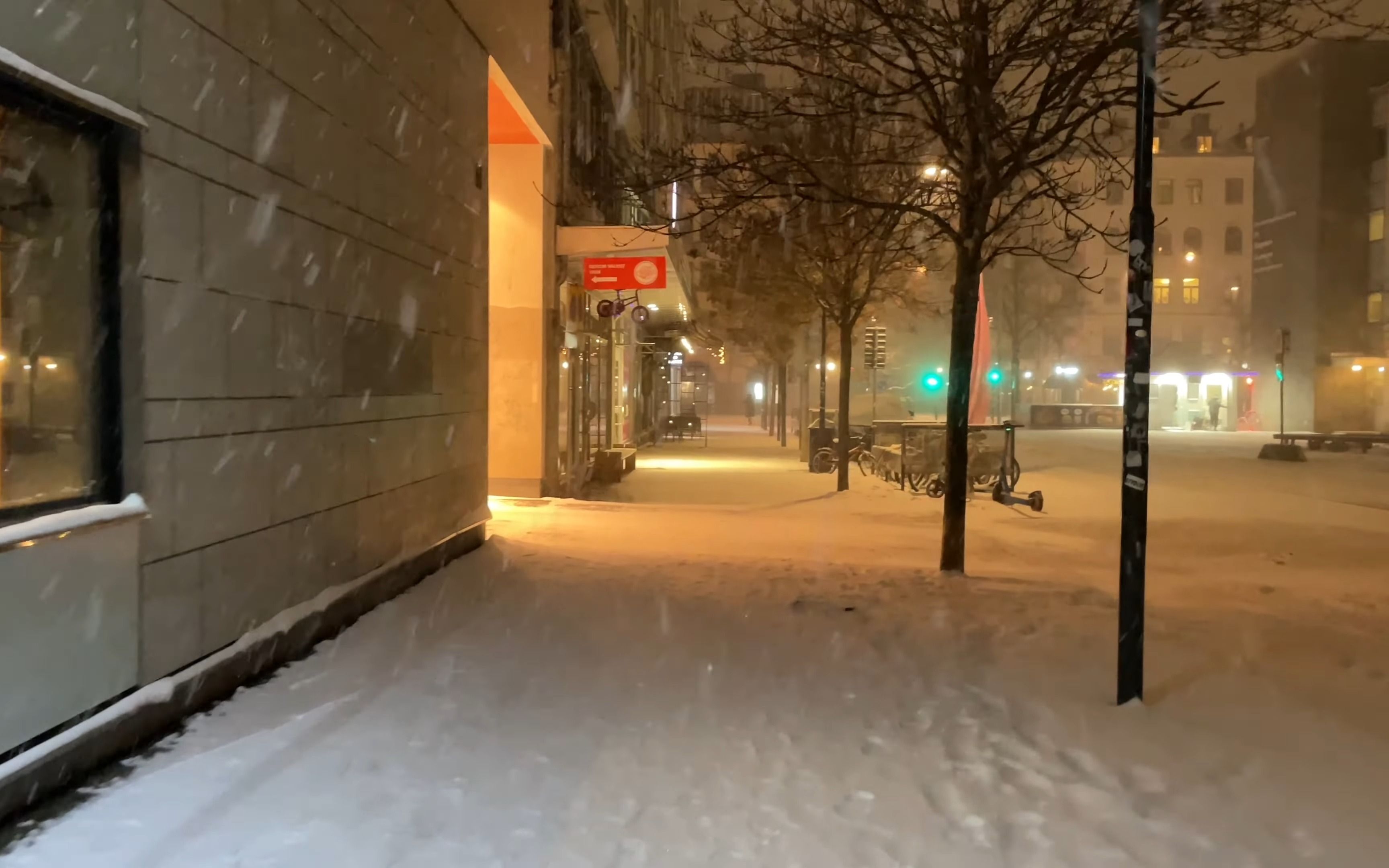 【4K漫步雨雪】❄️瑞典斯德哥尔摩雪夜漫步 2023年3月