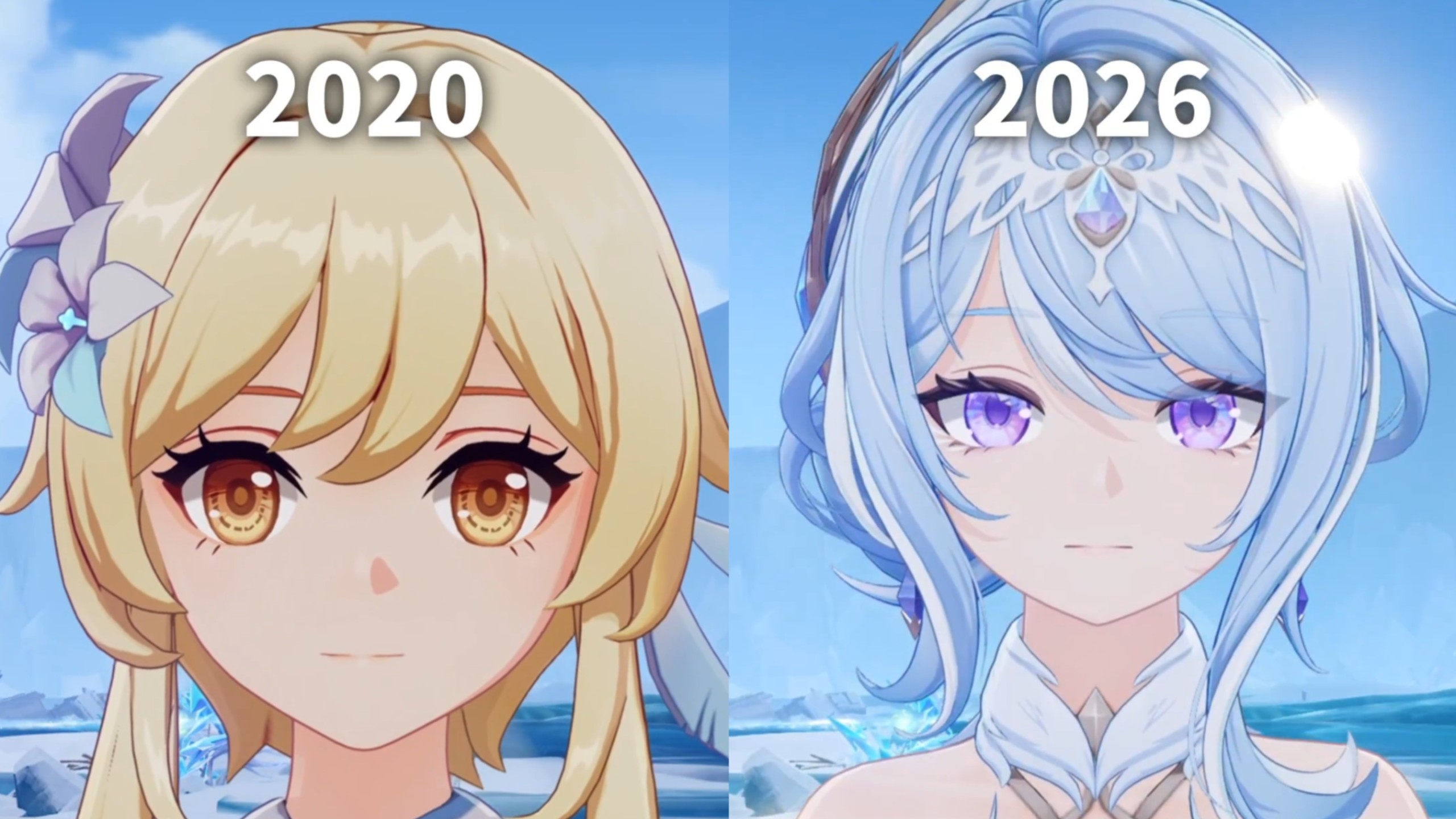 原神6年来少女角色的建模变化