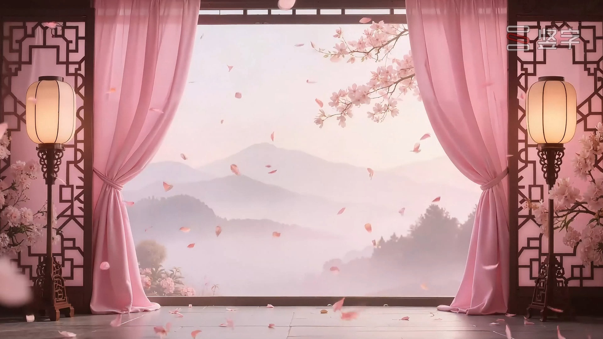 唯美中国风戏曲舞台背景视频素材