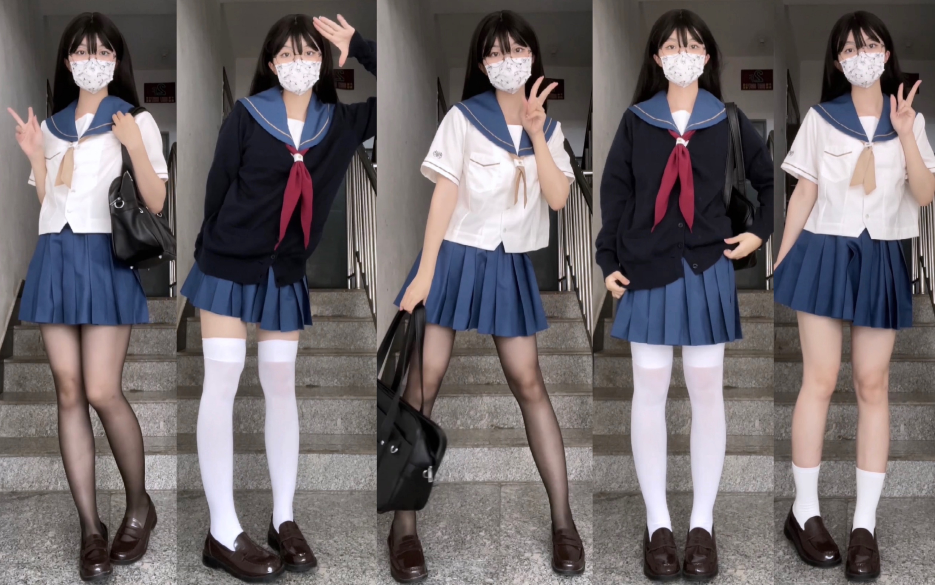 Manga sense ❀ Kitasakioka jk flower blue sailor dress wear sharing ｜Sakura family jk uniform summer dress｜Kap Run