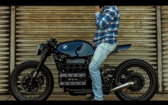 83年BMW K100 经典水平放置四缸引擎 改装Cafe Racer复古摩托车（排量987cc）