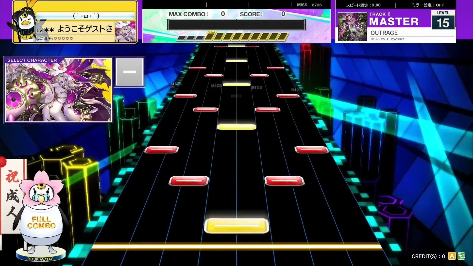 【CHUNITHM/谱面预览】OUTRAGE Master15(流速9.0)