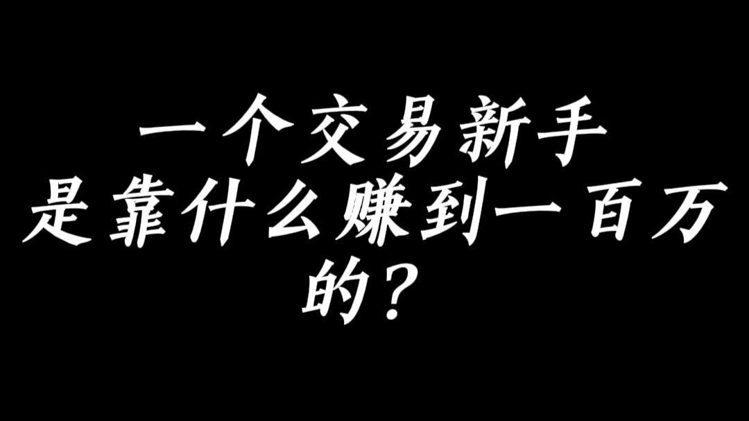 一个交易新手是靠什么赚到一百万的？