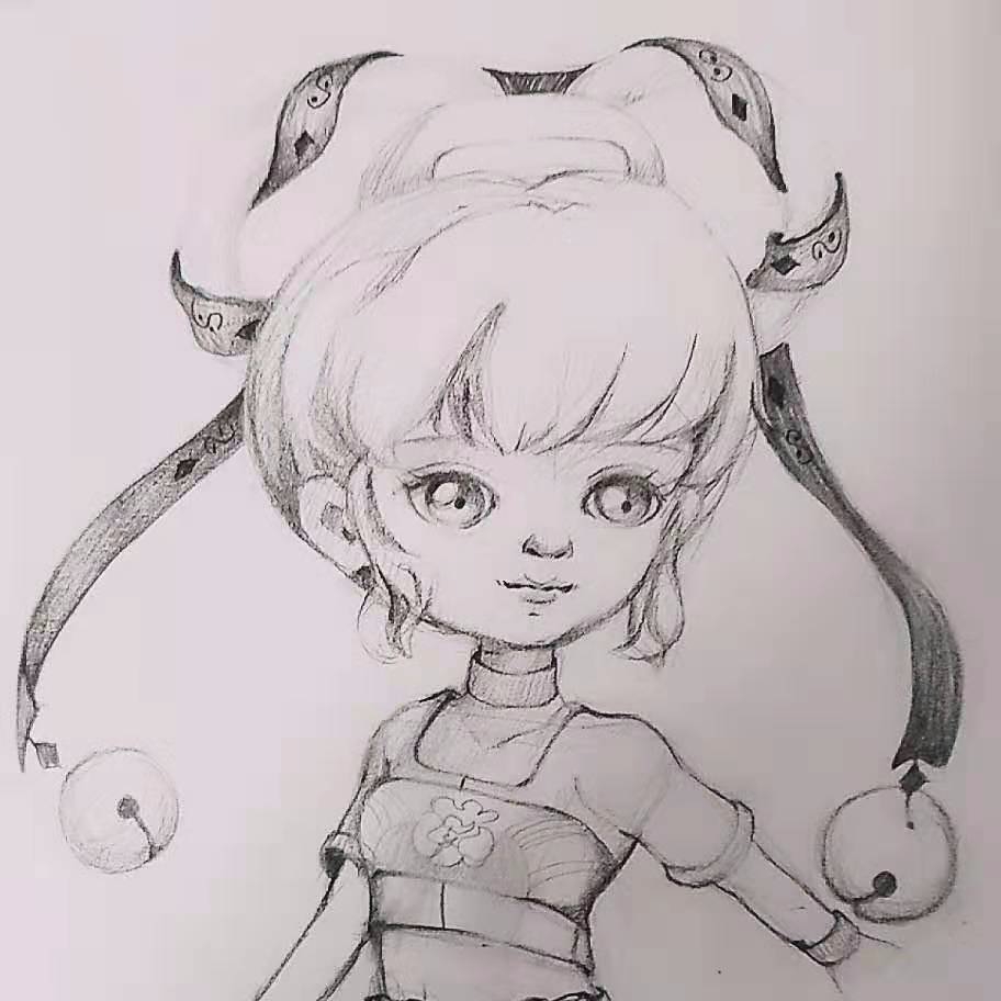 q版手绘 素描本卡通女孩彩铅稿