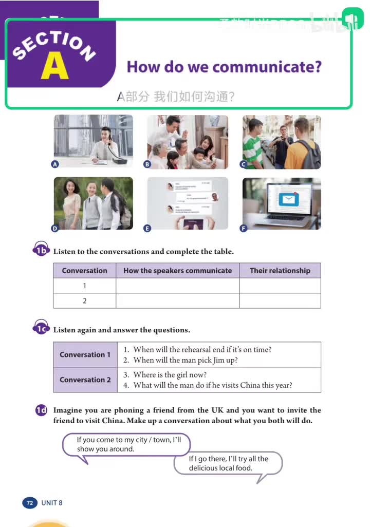 Unit 8 (p.72) 1b、1c