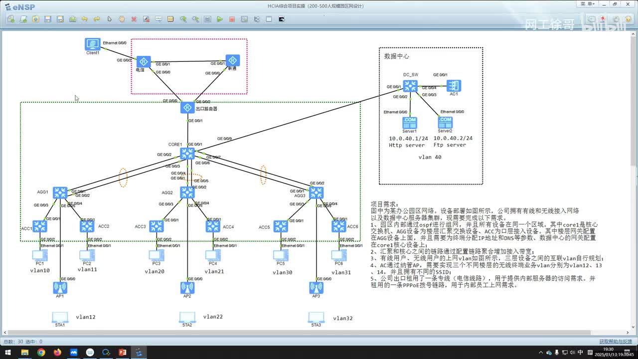 HCIA-39：HCIA综合项目实操（200-500人规模园区网设计）（上）