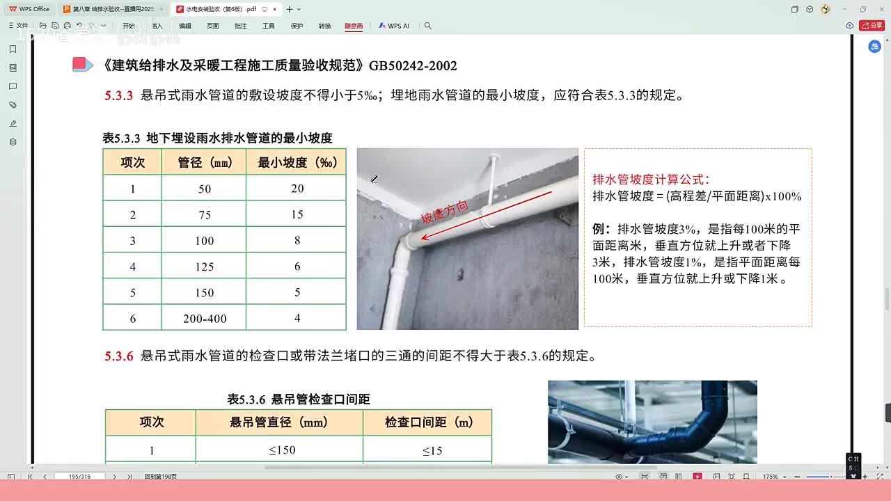 [41]--41水电安装验收规范第六章室内排水规范