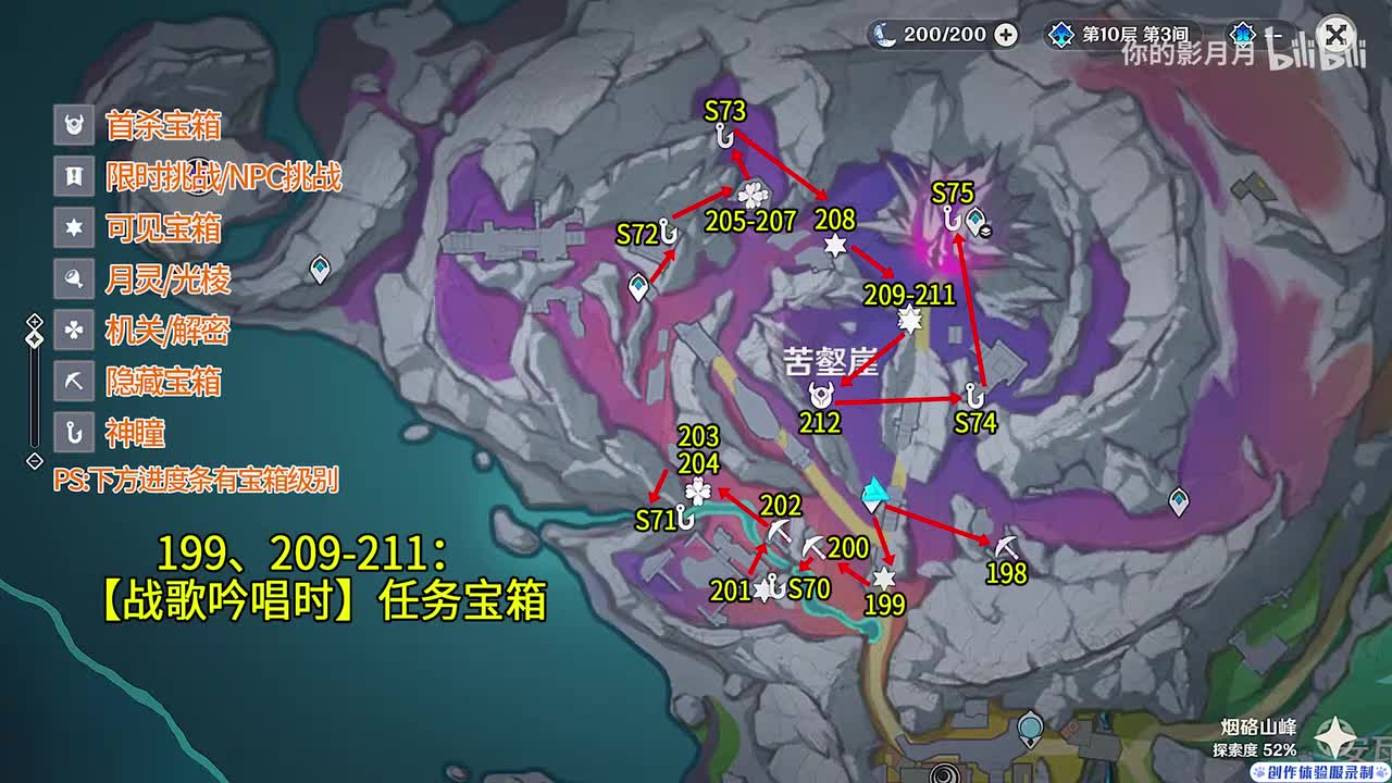苦壑崖(1) 共15个(198-212)成就数212 神瞳70-75