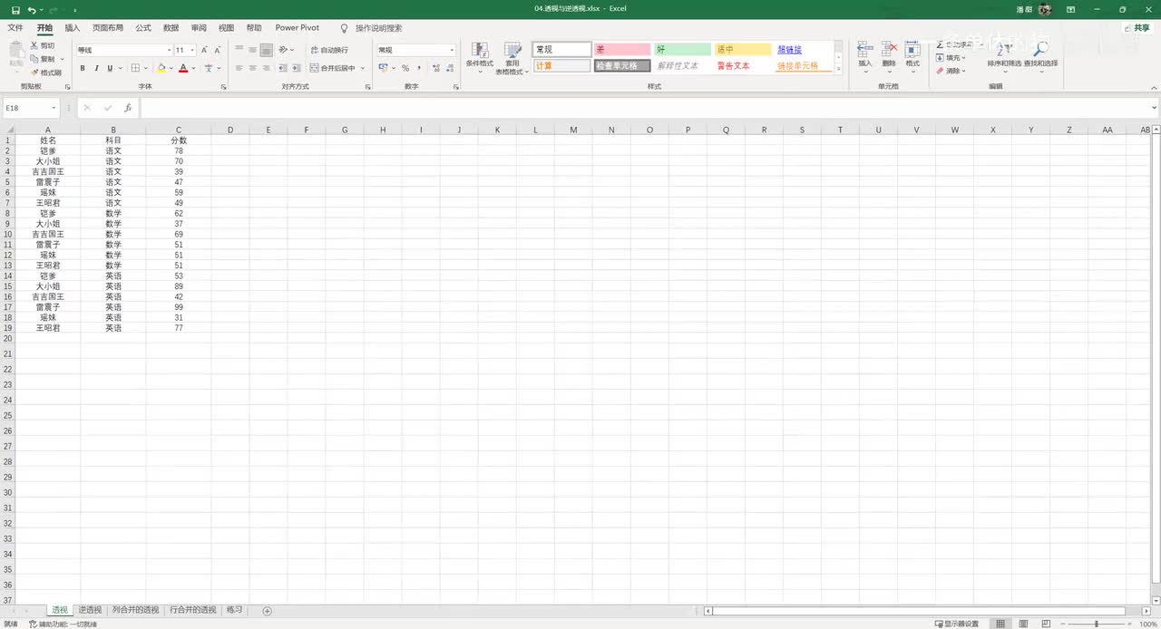 【POWERBI】6. Power Query_常用功能3：透视与逆透视