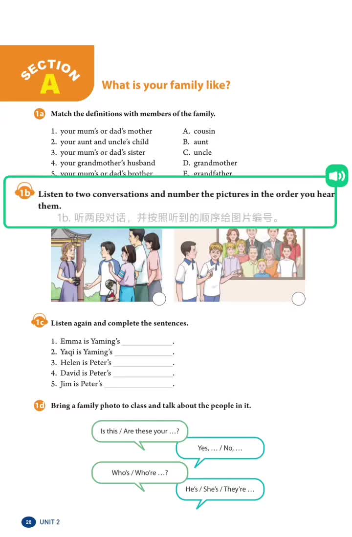 Unit 2 （p.28）1b+1c