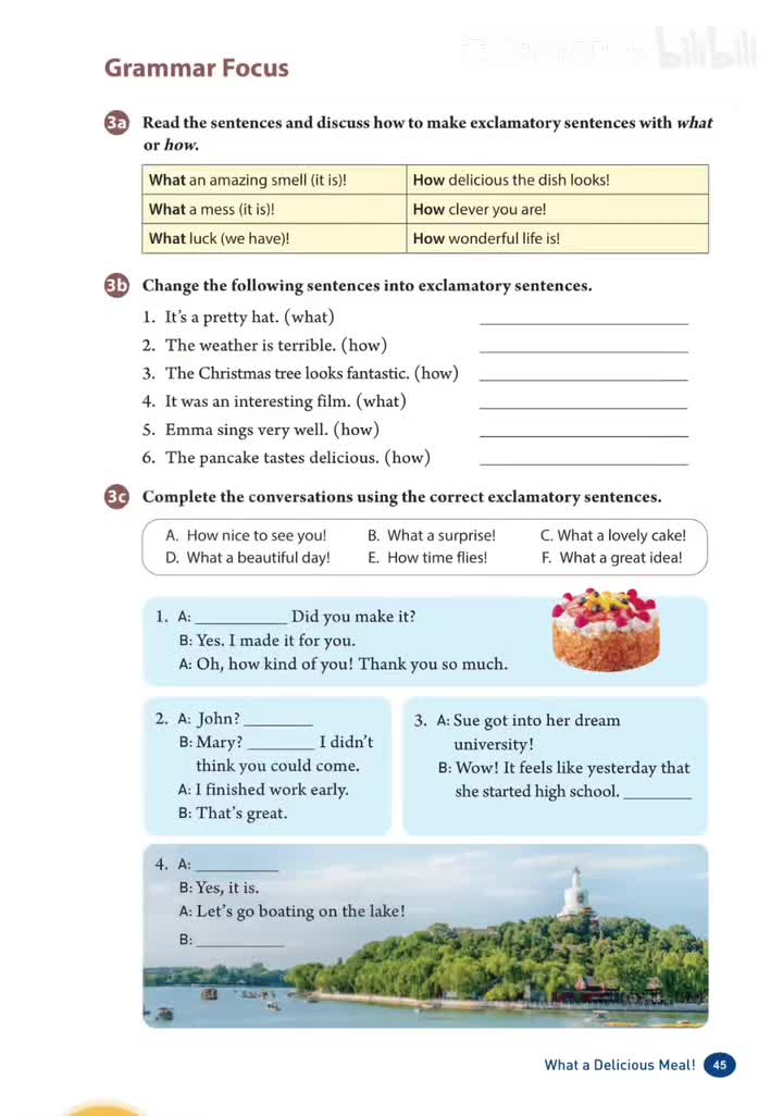 Unit 5 (p.45) 语法聚焦：感叹句