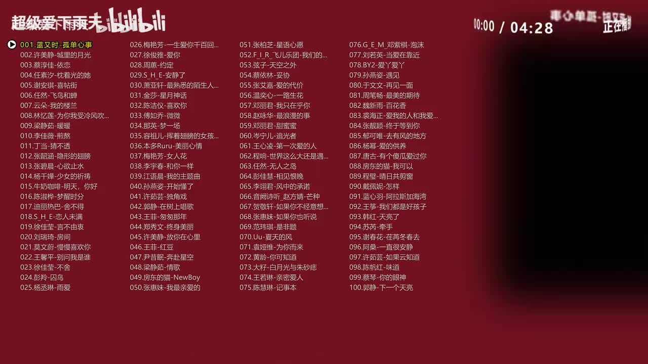 华语女声一人一首成名曲