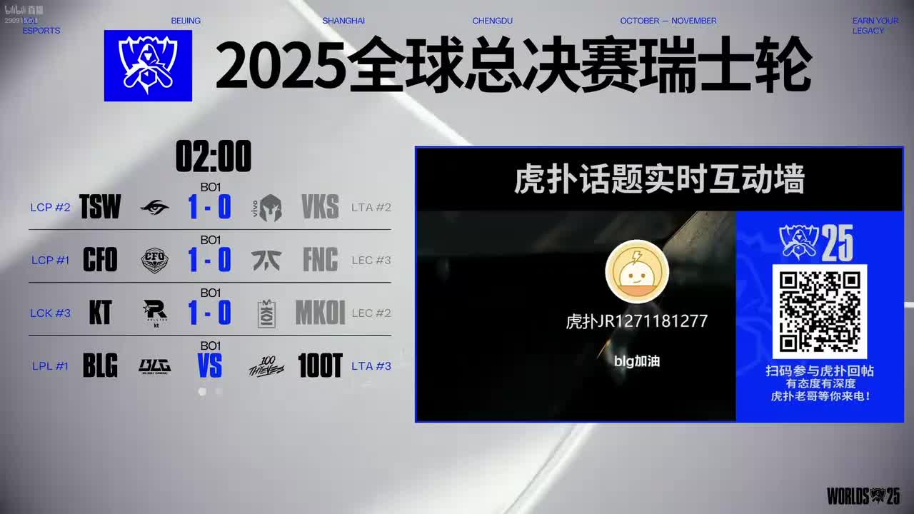【S15瑞士轮】10月15日 100T vs BLG