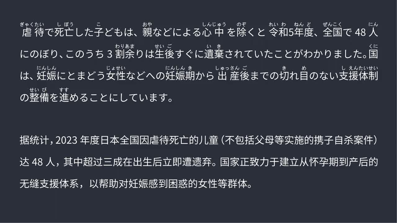 2025.09.12虐待致儿童死亡 2023年度全国共48人 其中逾三成在出生后即遭遗弃
