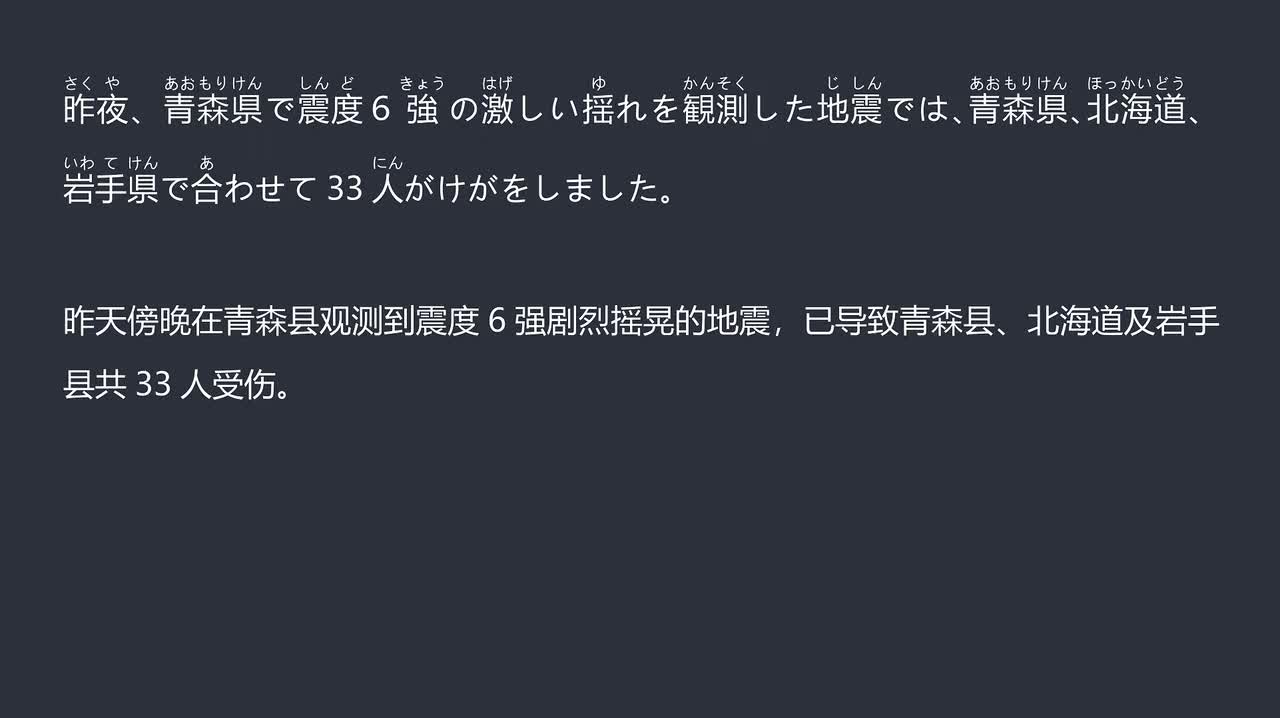 2025.12.10 青森县发生震度6强地震 目前已有33人受伤