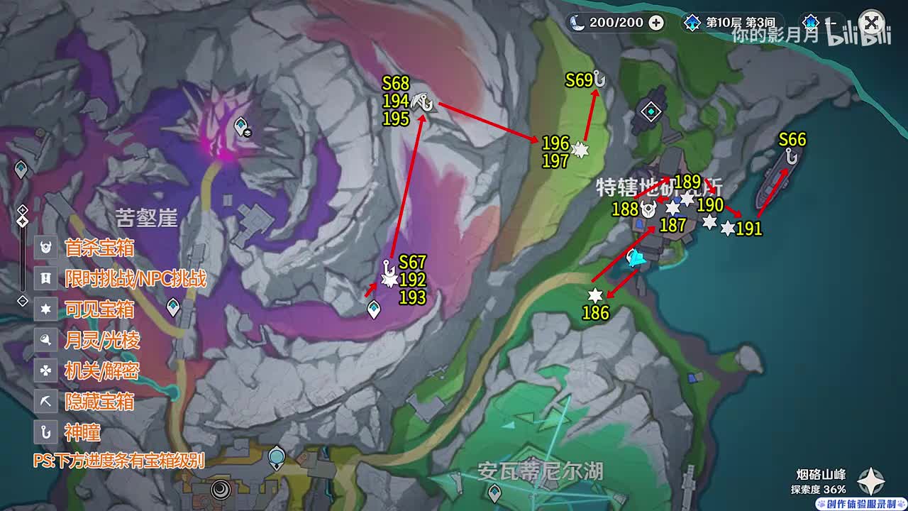 特辖地研究所 共12个(186-197)成就数197 神瞳66-69